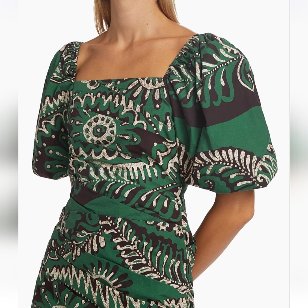 Sea Geometric Puff-Sleeve Mini Dres - Picture 6 of 7